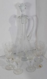 Romania Clear Glass Wine Set- Decanter with 6 Wine Glasses