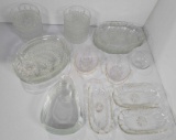 Clear Glass Grouping- Set of 8 Bowls, 4, 4 & 6 Luncheon Plates, 3 Relish Dishes and 3 Other Bowls