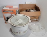 Proctor-Silex Coffee Maker, West Bend Crockery, Food Processor and Plastic Bowl with Fish Design