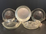 4 Pyrex and Other Glass Pie Plates and Metal Ekco Pie Plate