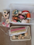 Storage Tote with Rolls of Ribbon, Pipe Cleaners, Crochet Cotton, Etc.