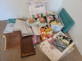 Large Lot of Crafting Supplies- Paper Ribbon, Glue Sticks, Crayons, Mini Baskets, Play Money