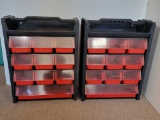 2 Plastic Parts Organizers, Each with 10 Bin Drawers