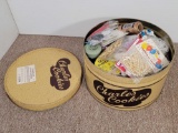 Charles Cookies Tin with Jewelry Making Supplies- Bead Strands, Jewelry Findings, Chain, Bells, Etc.