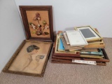 Framed Frank Desch Print, Relief Floral Art and Grouping of Photographs, Prints, Empty Frames