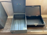 2 Metal Boxes- Black is Cash Box with No Tray