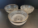 3 Glass Serving Bowls- 2 Have Silver Rims