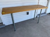 Wood Top Table with Pipe Legs, Measures 72