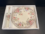 Floral Cake Plate and Matching Server, 