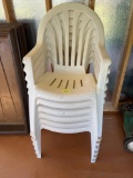 6 White Plastic Patio Chairs