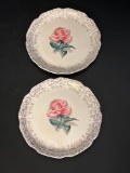 2 Floral Plates with Gold Decoration