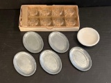 Set of 8 Clear Individual Salts and 6 Small Metal Trays