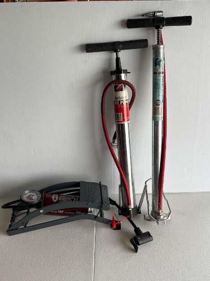 3 Tire Pumps- Hand Pumps are Driver's Choice and Big Chub, Foot Pump is Bell