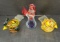 3 Art Glass Chicken/Rooster Figures