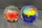 2 Glass Paperweights- Red Floral, Multicolor Jack-in-the-Pulpit