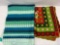 2 Crocheted Afghans- Aqua Stripes and Granny Squares