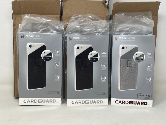 3 Cases of MagBank CardGuards for Cell Phones- Gray & Black