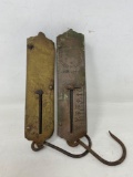 2 Metal Spring Balance Scales- One is Brass
