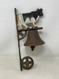 Cast Iron Wall Mount Bell with Cow