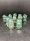10 Blue & Green Glass Insulators