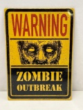 Tin Sign- Warning: Zombie Outbreak
