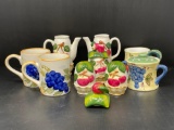 Fruit Ceramics- Blueberry Mugs, Cherry Tea Set