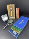 Argus Pre-Viewer IV, 2 Magnifying Glasses, Bank Bags, 2 Thermometers- One is 
