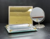 Shaving MIrror, Small Square Framed Mirror and Mirrored Dresser Tray