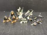 Monkey, Marlin & Whale Figures- 9 Total