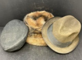 3 Hats- Fur, Greek Fisherman's Cap and St. Regis, Size 7-1/4