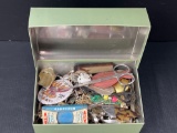 Metal Box with Miscellaneous Lot