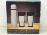 3 Piece Stainless Steel Travel Mug Set- New in Box