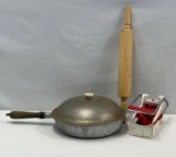 Wooden Rolling Pin, Guardian Service Type Skillet with Lid and French Fry Cutter