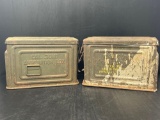 Antique Vintage US Military Metal Ammo Boxes- Both Marked 