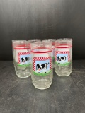 8 Cow Motif Drinking Glasses