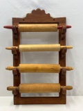 Wooden Rolling Pin Holder with 4 Rolling Pins
