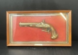 Encased Framed Antique Flintlock Pistol