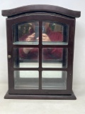 Miniature Curio Cabinet with Glass Front Door and Mirrored Back