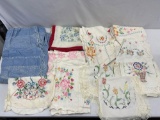 Embroidered Linens Lot- Dresser Scarves & More