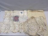 Doilies, Lace Table Cloths and Dresser Scarves, Some with Embroidery