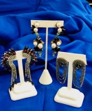 3pc Signed Costume Earrings