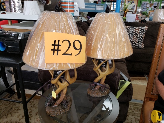 Pair of Antler Lamps