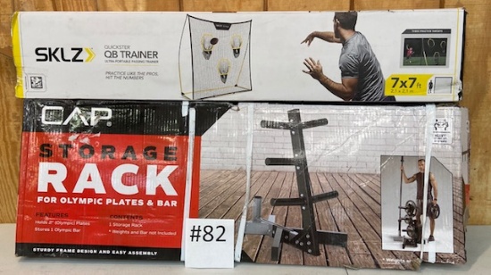 WEIGHT STORAGE RACK & SKLZ QB TRAINER
