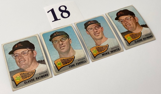 FOUR 1965 HOUSTON COLTS BASEBALL CARDS