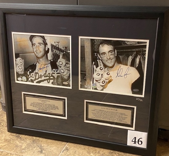 FRAMED SANDY KOUFAX AND NOLAN RYAN SIGNED PHOTOS 29/32