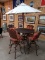 Cast Aluminum Pub Style Patio Table w/ 4 Chairs & Cushions