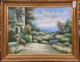 Large Framed Floral Oil on Canvas D. Lewis