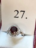 14KT WHITE GOLD 1.75CT RUBY AND 0.50CTW DIMAOND RING