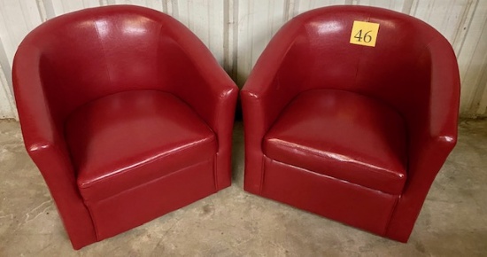 PAIR OF RED BARREL BACK CHAIRS