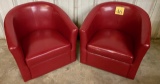 PAIR OF RED BARREL BACK CHAIRS